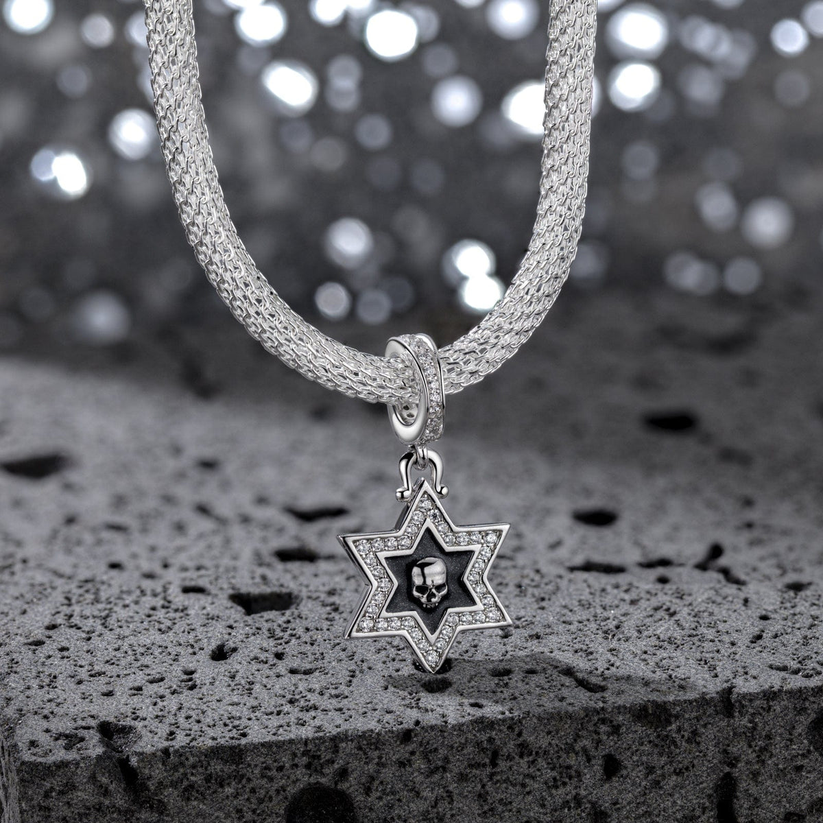 XL Size Tarnish-resistant Silver Dangle Charms With Enamel In White Gold Plated For Men