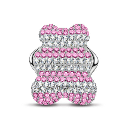 gon- Pink Bear Tarnish-resistant Silver Charms In White Gold Plated