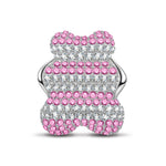 Pink Bear Tarnish-resistant Silver Charms In White Gold Plated