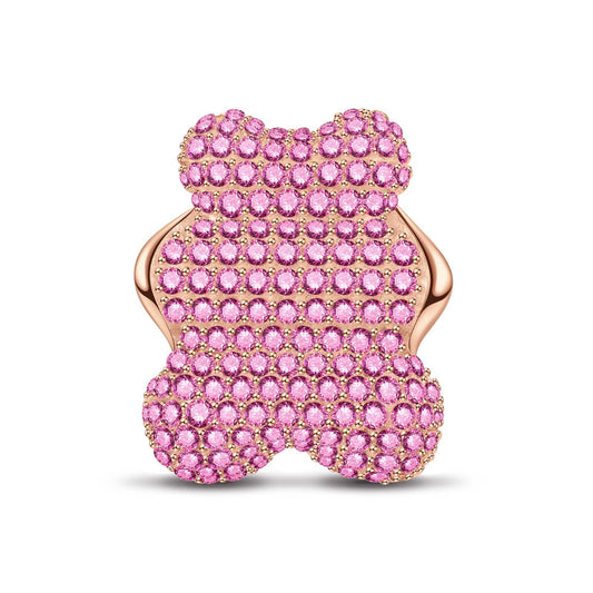 gon- Pink Bear Tarnish-resistant Silver Charms In Rose Gold Plated