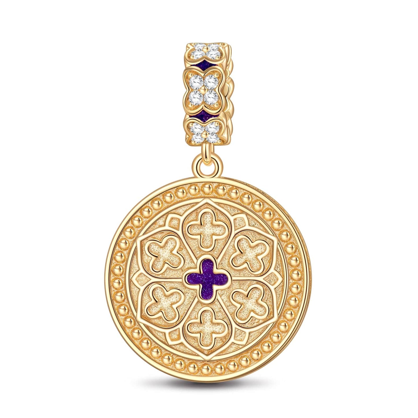 Lucky Clover Tarnish-resistant Silver Charms With Enamel In 14K Gold Plated