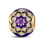 Graceful Lotus Tarnish-resistant Silver Charms With Enamel In 14K Gold Plated