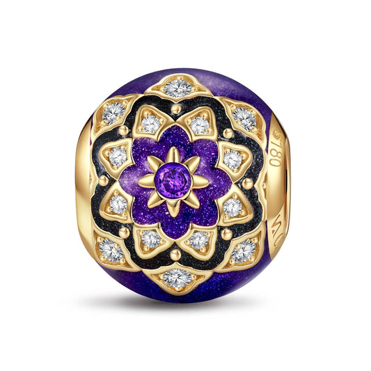gon- Graceful Lotus Tarnish-resistant Silver Charms With Enamel In 14K Gold Plated