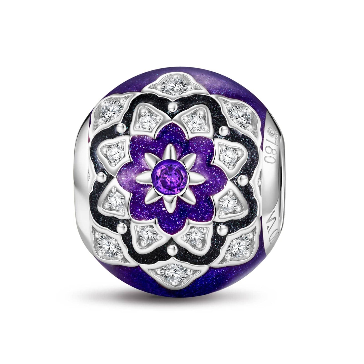 Graceful Lotus Tarnish-resistant Silver Charms With Enamel In White Gold Plated