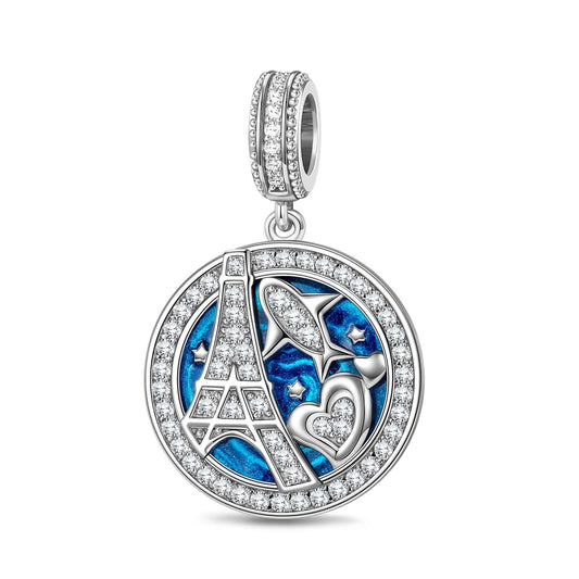 gon- Fly to Paris Tarnish-resistant Silver Charms With Enamel In White Gold Plated