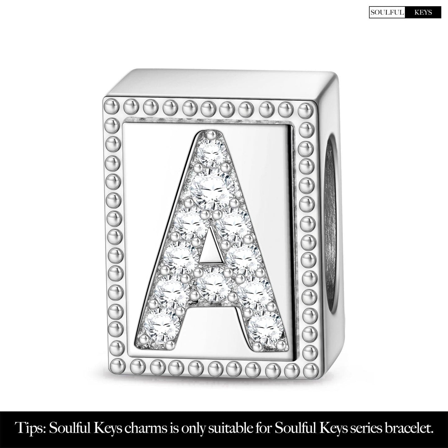 Letter A Tarnish-resistant Silver Rectangular Charms In White Gold Plated