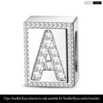 Letter A Tarnish-resistant Silver Rectangular Charms In White Gold Plated