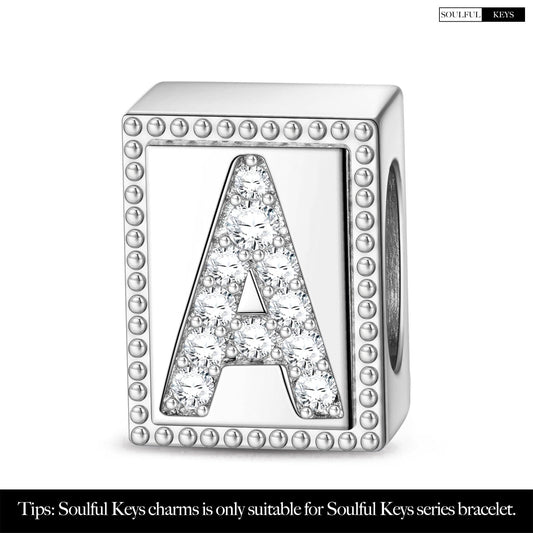 gon- Letter A Tarnish-resistant Silver Rectangular Charms In White Gold Plated