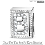 Letter B Tarnish-resistant Silver Rectangular Charms In White Gold Plated