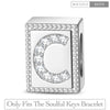 Letter C Tarnish-resistant Silver Rectangular Charms In White Gold Plated