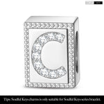 Letter C Tarnish-resistant Silver Rectangular Charms In White Gold Plated