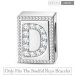 Letter D Tarnish-resistant Silver Rectangular Charms In White Gold Plated