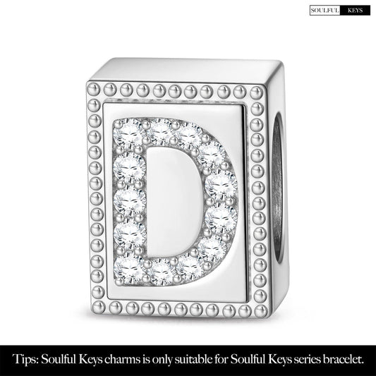 gon- Letter D Tarnish-resistant Silver Rectangular Charms In White Gold Plated