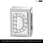 Letter D Tarnish-resistant Silver Rectangular Charms In White Gold Plated