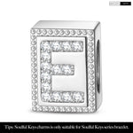Letter E Tarnish-resistant Silver Rectangular Charms In White Gold Plated