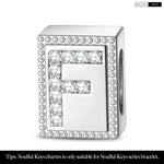 Letter F Tarnish-resistant Silver Rectangular Charms In White Gold Plated
