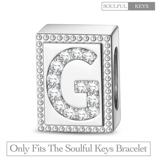 gon- Letter G Tarnish-resistant Silver Rectangular Charms In White Gold Plated