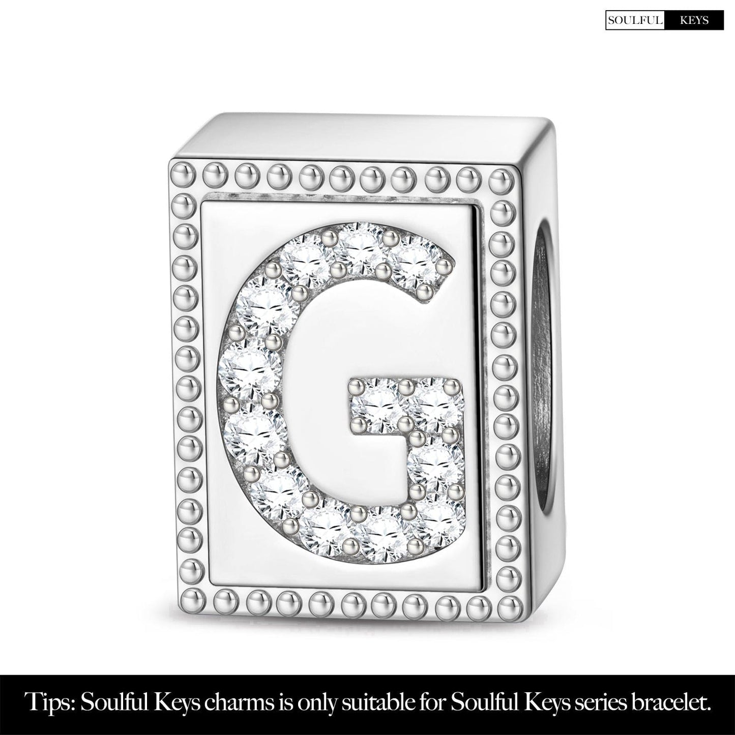 Letter G Tarnish-resistant Silver Rectangular Charms In White Gold Plated