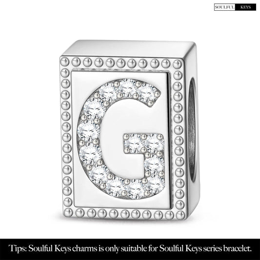 gon- Letter G Tarnish-resistant Silver Rectangular Charms In White Gold Plated