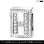 Letter H Tarnish-resistant Silver Rectangular Charms In White Gold Plated