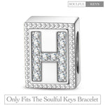 Letter H Tarnish-resistant Silver Rectangular Charms In White Gold Plated