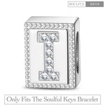 Letter I Tarnish-resistant Silver Rectangular Charms In White Gold Plated