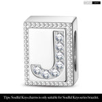 Letter J Tarnish-resistant Silver Rectangular Charms In White Gold Plated