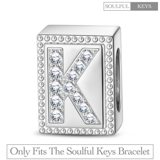 gon- Letter K Tarnish-resistant Silver Rectangular Charms In White Gold Plated