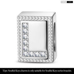 Letter L Tarnish-resistant Silver Rectangular Charms In White Gold Plated