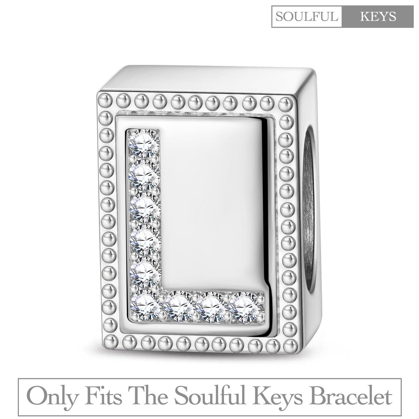 Letter L Tarnish-resistant Silver Rectangular Charms In White Gold Plated