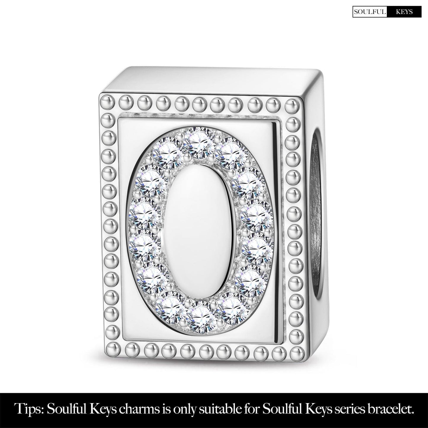 Letter O Tarnish-resistant Silver Rectangular Charms In White Gold Plated