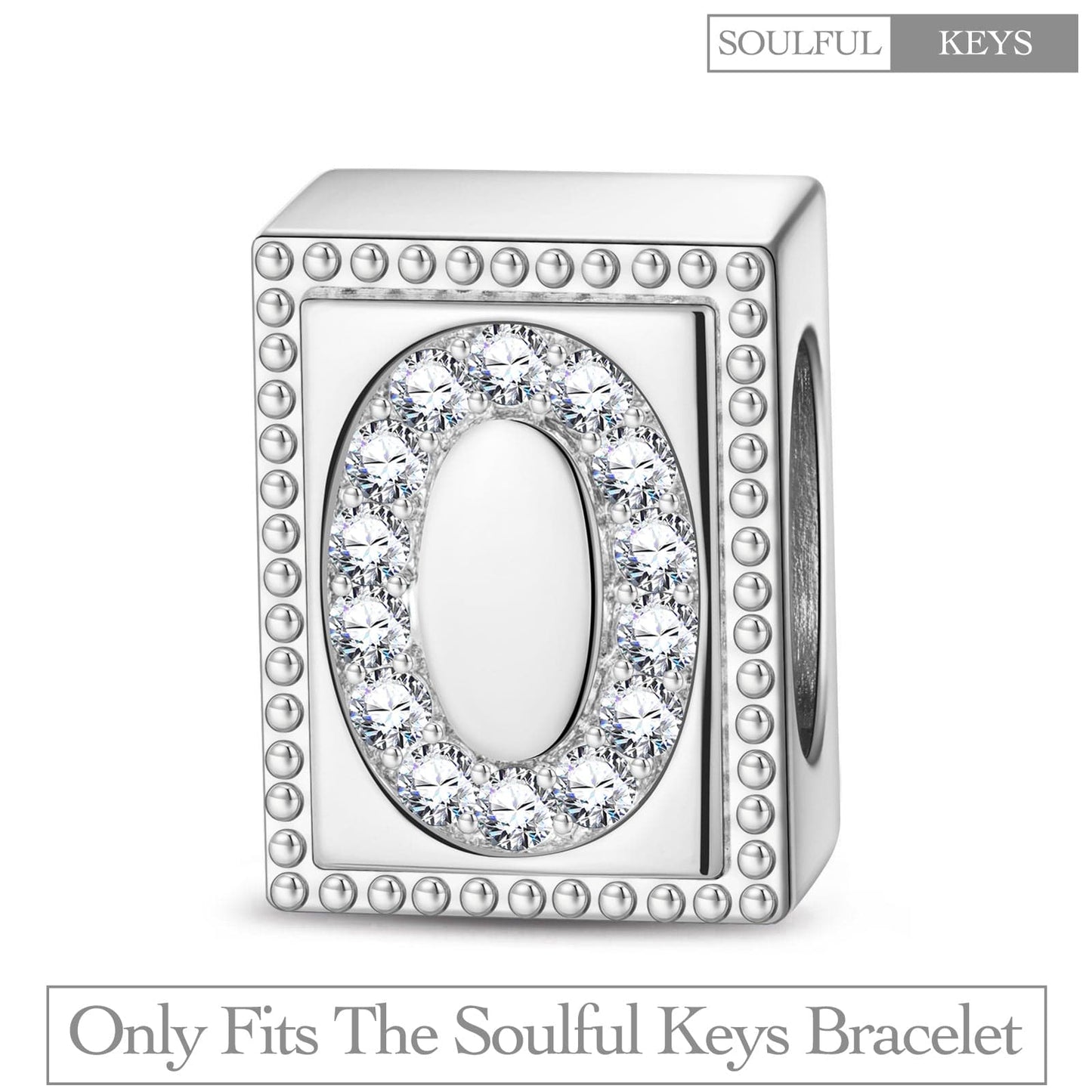 Letter O Tarnish-resistant Silver Rectangular Charms In White Gold Plated