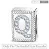 Letter Q Tarnish-resistant Silver Rectangular Charms In White Gold Plated