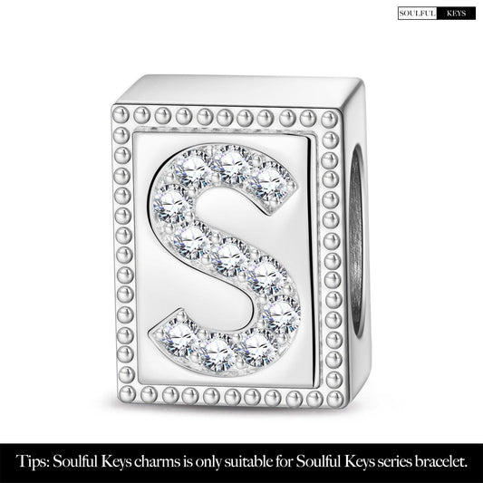 gon- Letter S Tarnish-resistant Silver Rectangular Charms In White Gold Plated