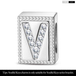 Letter V Tarnish-resistant Silver Rectangular Charms In White Gold Plated