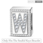 Letter W Tarnish-resistant Silver Rectangular Charms In White Gold Plated