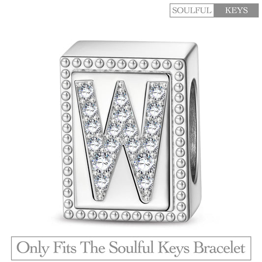 gon- Letter W Tarnish-resistant Silver Rectangular Charms In White Gold Plated