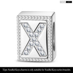 Letter X Tarnish-resistant Silver Rectangular Charms In White Gold Plated