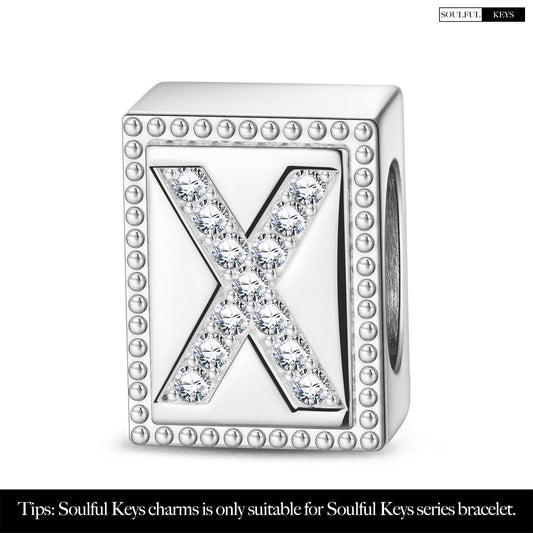 gon- Letter X Tarnish-resistant Silver Rectangular Charms In White Gold Plated