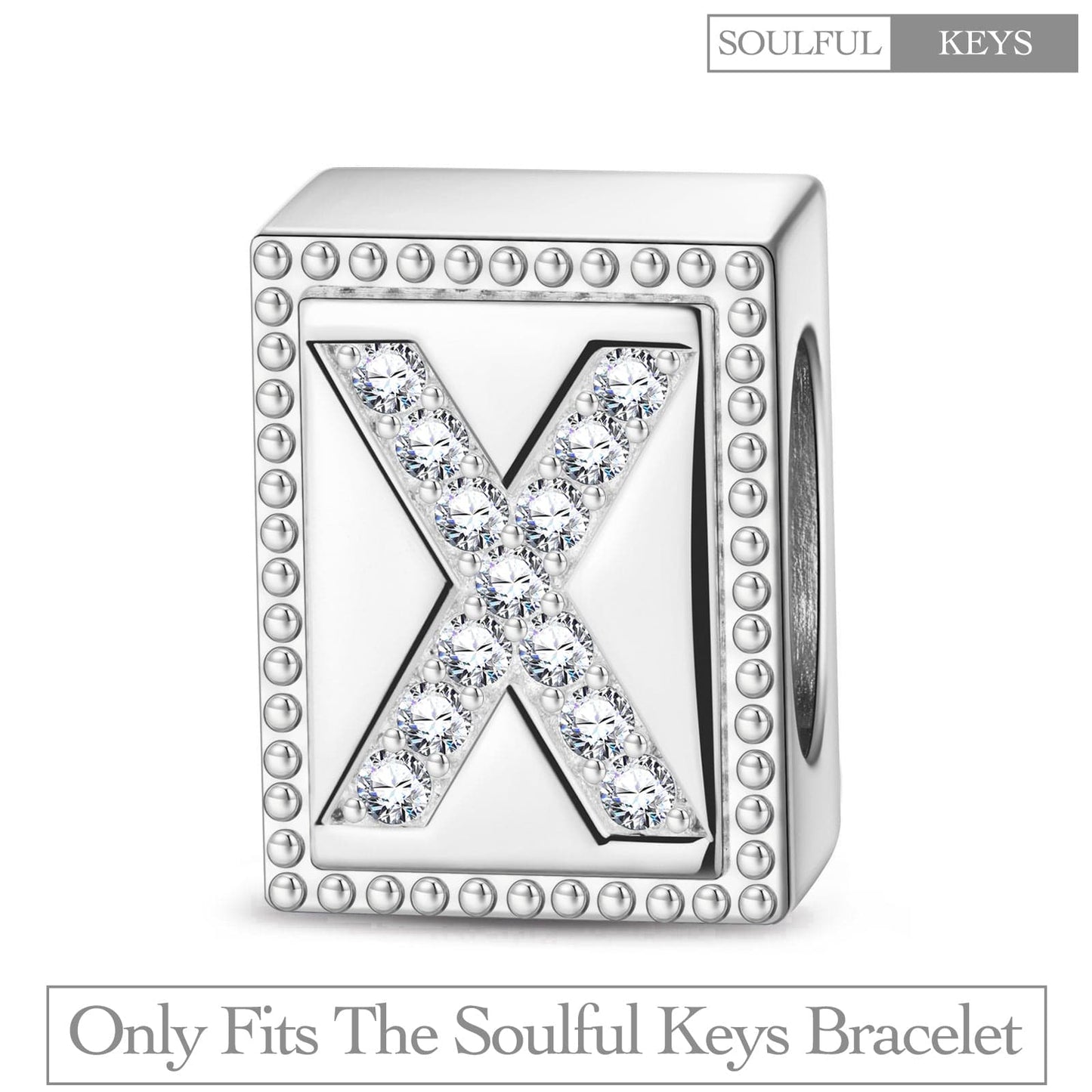 Letter X Tarnish-resistant Silver Rectangular Charms In White Gold Plated