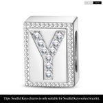 Letter Y Tarnish-resistant Silver Rectangular Charms In White Gold Plated