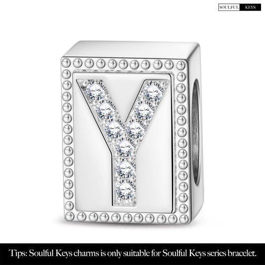 gon- Letter Y Tarnish-resistant Silver Rectangular Charms In White Gold Plated