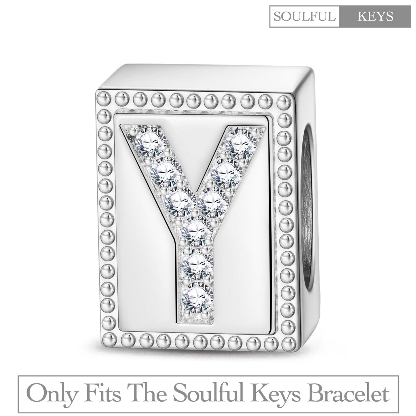 Letter Y Tarnish-resistant Silver Rectangular Charms In White Gold Plated