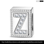 Letter Z Tarnish-resistant Silver Rectangular Charms In White Gold Plated