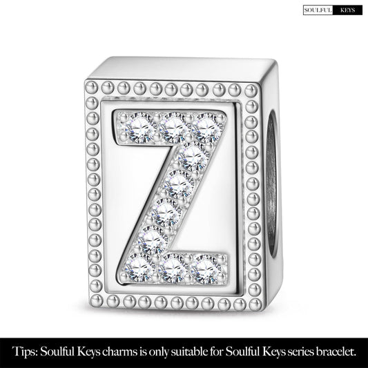 gon- Letter Z Tarnish-resistant Silver Rectangular Charms In White Gold Plated