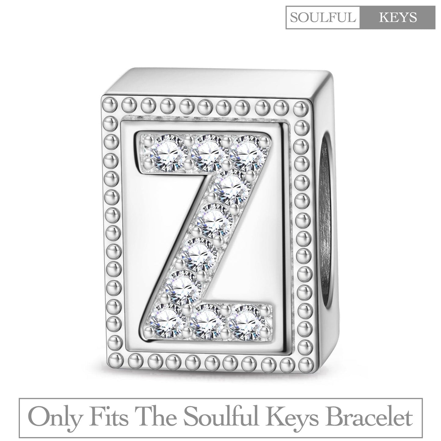 Letter Z Tarnish-resistant Silver Rectangular Charms In White Gold Plated