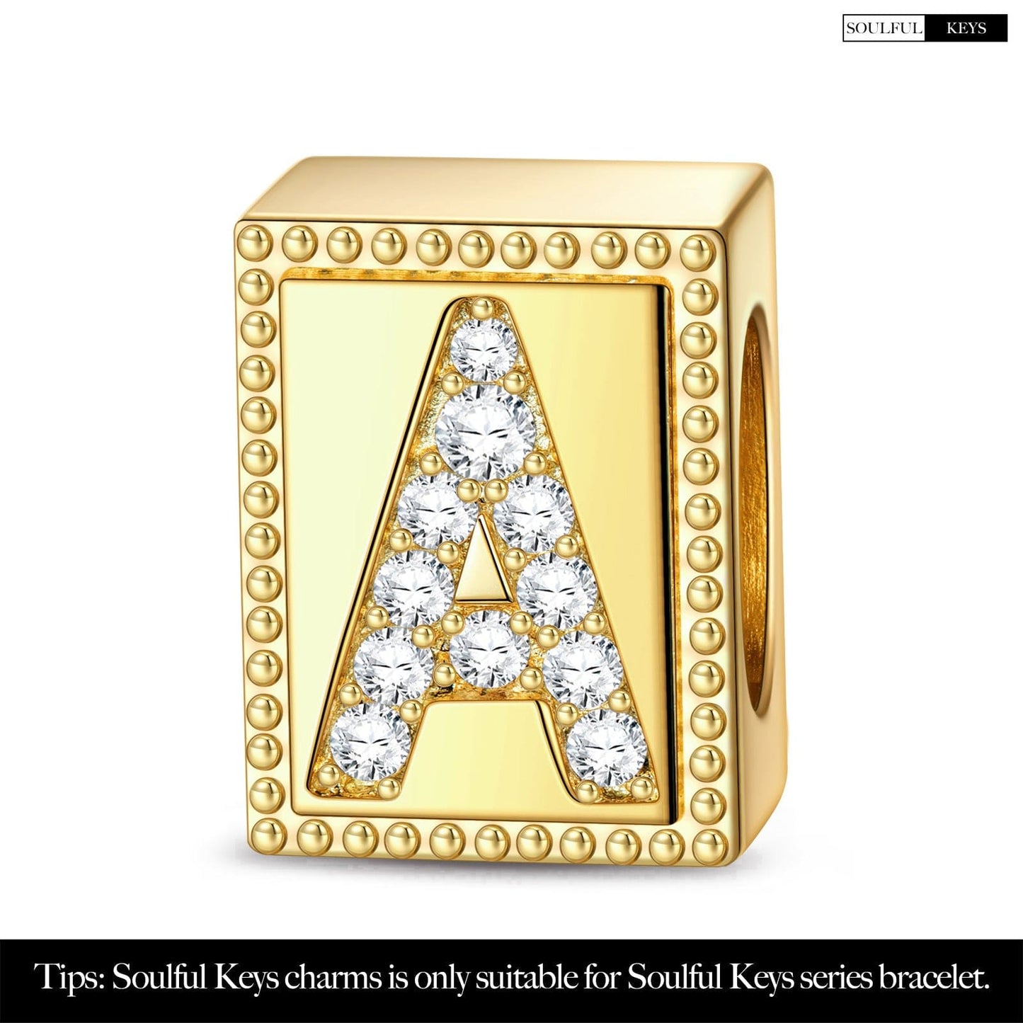 Letter A Tarnish-resistant Silver Rectangular Charms In 14K Gold Plated