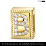 Letter B Tarnish-resistant Silver Rectangular Charms In 14K Gold Plated