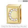 Letter C Tarnish-resistant Silver Rectangular Charms In 14K Gold Plated