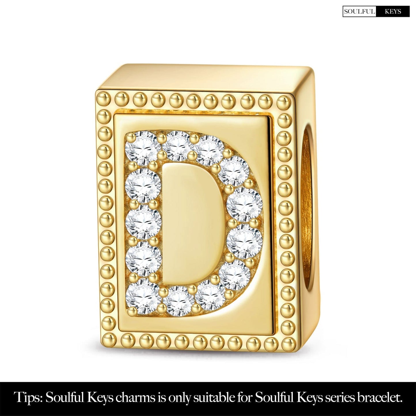 Letter D Tarnish-resistant Silver Rectangular Charms In 14K Gold Plated